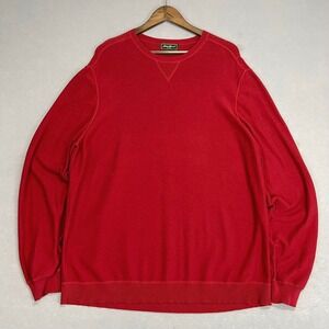 VTG Eddie Bauer Pima Cotton Sweater Men's XXL Knit Crew Neck Long Sleeve Red 90s